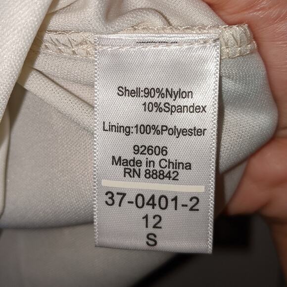 Roaman's Ivory Cream Lace Long Sleeve Blouse Top Size S 12 - Picture 9 of 13